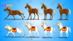 2-in-1 Horse Asset Pack: Professional White & Brown Stallions with Gallop & Walk Cycles (.FLA)