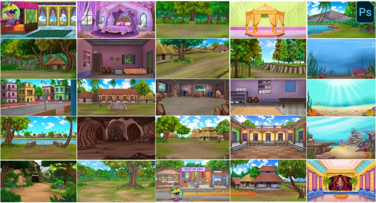 25 Premium Indian Village & Forest 2D Background Bundle