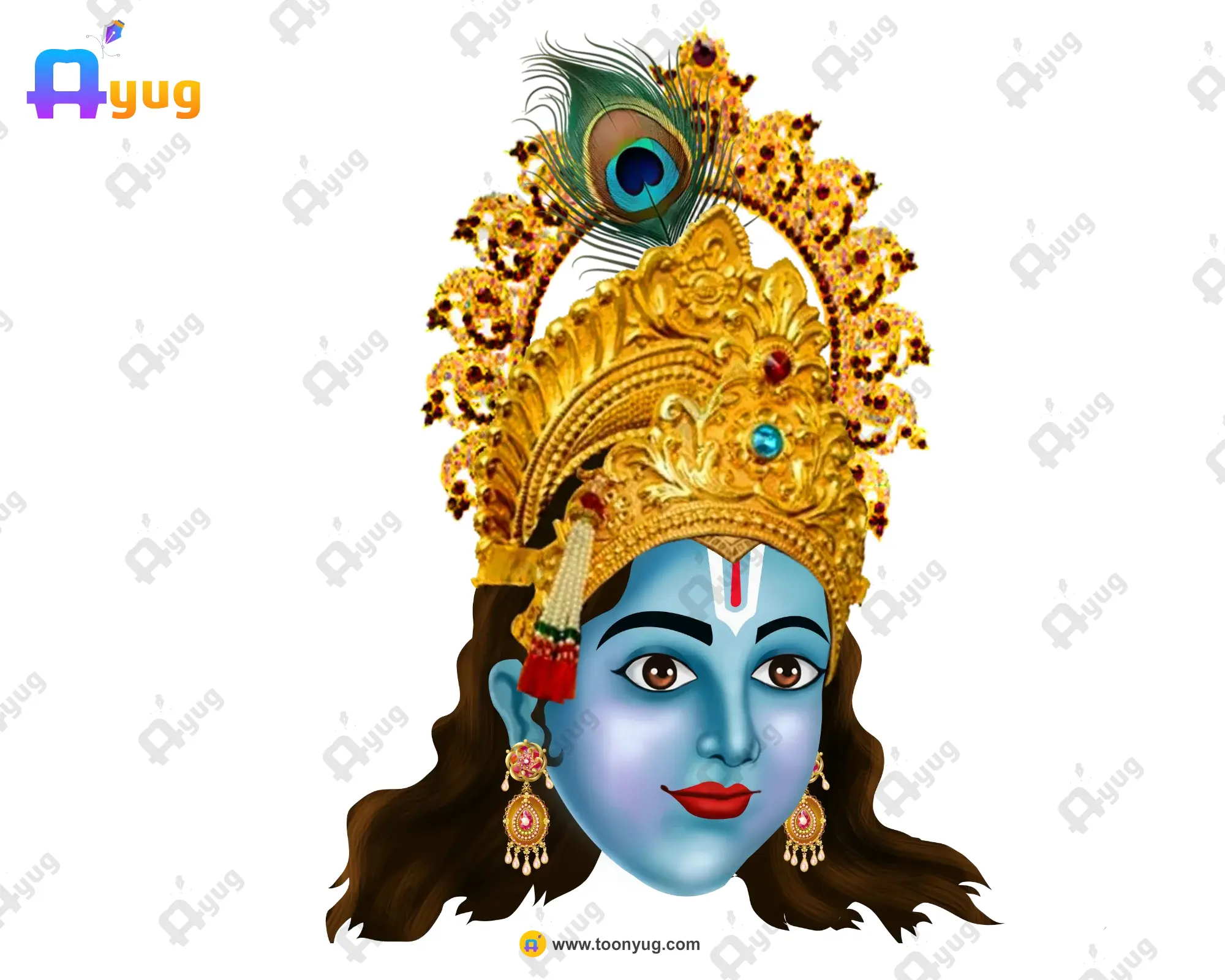 Aradhye Heads Thumbnail0002 copy Lord Vishnu Head – Narayan / Hari God Character (Available in Animated .FLA & Static .PSD) - Image 1