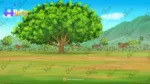 Indian Village Open Field Background – Big Tree & Mountain View (Available in Animated .FLA & Static .PSD)