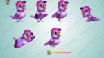 Animated Purple Bird Character (Husband) - 2D Photoshop Asset