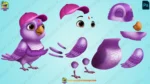 Animated Purple Bird Character (Husband) - 2D Photoshop Asset - Image 2