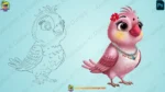 Animated Pink Bird (Wife) - 2D Photoshop Character with 6 Animation Poses - Image 3