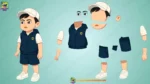 Stylish Little Boy with Cap - Full Character Sheet (Multiple Poses & Views) - Image 3
