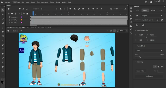 Animation Rig Boy Premium 2D Boy Character Rig for Adobe Animate – Toonyug Animation