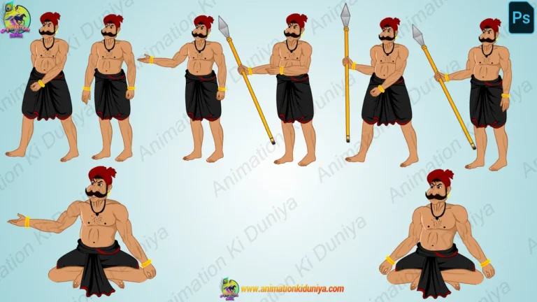 Fierce Indian Dacoit Character Rig | Black Dhoti & Red Turban