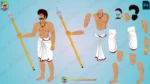 Indian Warrior/Dacoit 2D Character Asset | Spear Weapon & Traditional Attire - Image 3