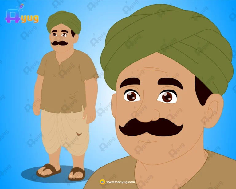 Fatty Kisan (Poor Farmer) – Fully Rigged Village Character for Adobe Animate