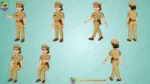Indian Female Police Officer Character Set - 2D Animation Ready