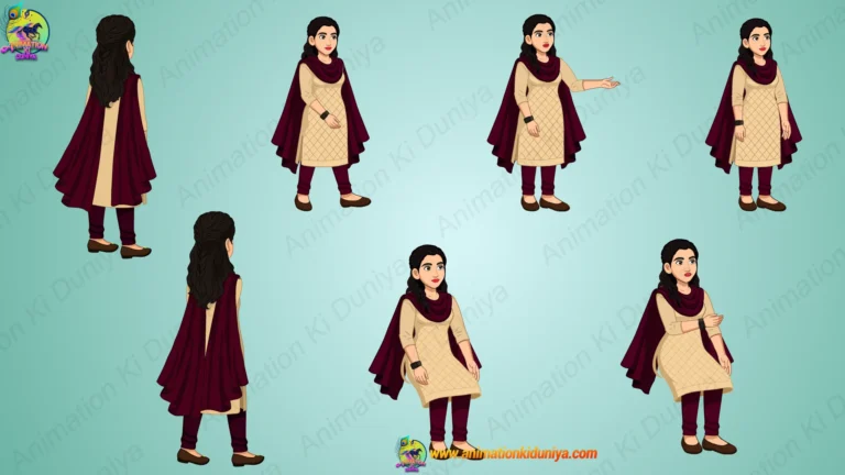 Indian Village Girl in Traditional Salwar Suit - 2D Character