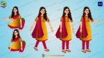 Indian Village Girl Character Sprite Sheet - Salwar Suit Poses & Expressions