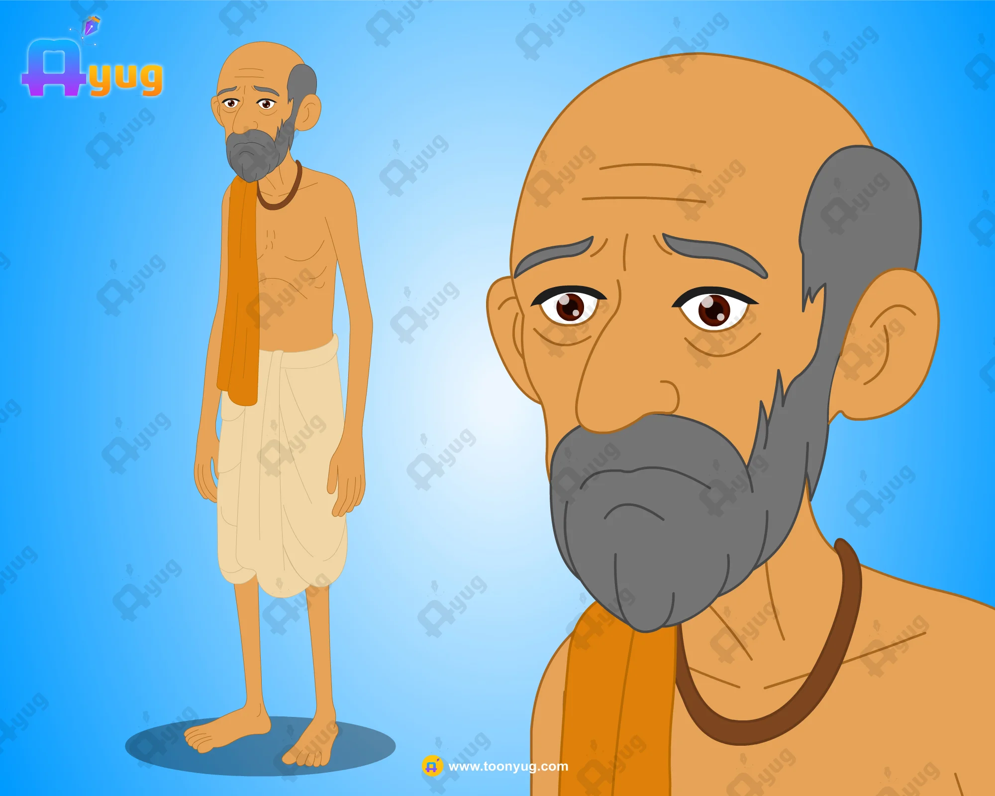 Gothu-kaka-Character-Thumbnail Gothu Kaka (Poor Old Man) – Fully Rigged Village Character for Adobe Animate - Image 1