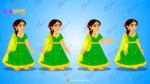 Green Suit Girl (Gopi) – Traditional Character with Yellow Dupatta & Red Roses - Image 2