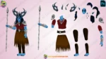 Mythological Demon Warrior - 2D Horror Character Asset (Spear & Horns) - Image 2