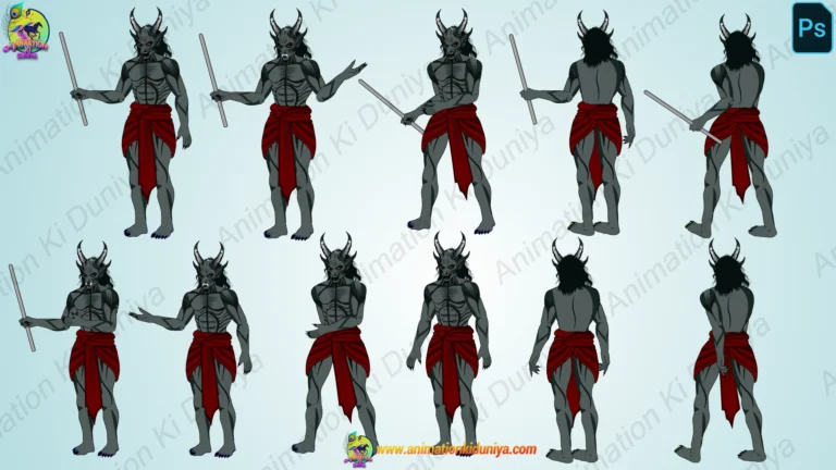Mythological Grey Demon Warrior - 2D Horror Character Pack