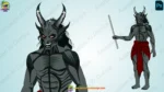 Mythological Grey Demon Warrior - 2D Horror Character Pack - Image 3