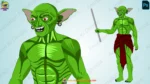 Mythological Green Goblin Warrior - 2D Horror Character Asset - Image 2