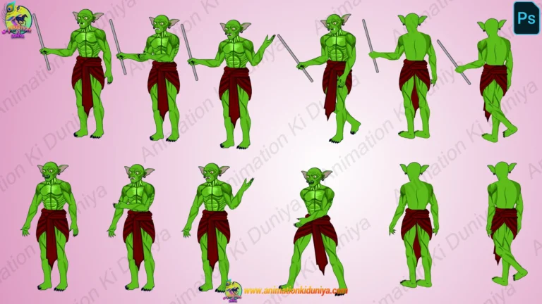 Mythological Green Goblin Warrior - 2D Horror Character Asset