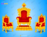 Royal King Throne (Singhasan) & Darbari Chairs – Golden Furniture Prop Set