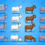 Krishna Series Cows (Gau Mata) – 4 Color Pack (White, Brown, Blue, Grey)