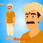 Ramdas (Common Villager) – Man in Orange Kurta & Turban for Adobe Animate