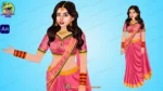Indian Lady in Pink Saree - Premium Character Sprite Sheet with Multiple Poses - Image 3