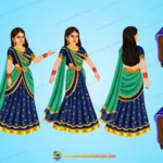 Premium Indian Lady in Traditional Lehenga - 2D Character Poses for Animation