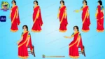 Indian Lady Animation Pack - Red & Blue Saree Characters with Sitting Poses & Props