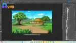 Indian Village Residential View Background – Mud Houses & Village Path Scene (Available in Animated .FLA & Static .PSD) - Image 2