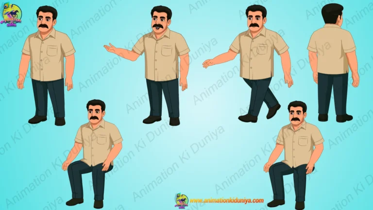 Indian Middle-Aged Man - 2D Vector Character Asset