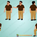 Indian Middle-Aged Man with Glasses - Professional 2D Character Pack