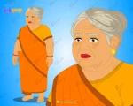 Middle Aged Woman (Dadi/Nani) – Traditional Indian Mother in Orange Saree