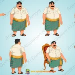 Indian Fatty Man (Motu) Character Design - 2D Vector Rigged Cartoon Asset