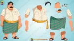 Indian Fatty Man (Motu) Character Design - 2D Vector Rigged Cartoon Asset - Image 2