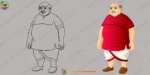 Fat Indian Merchant / Zameendar Character Model Sheet - Rich Seth Poses - Image 2