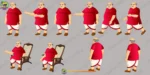 Fat Indian Merchant / Zameendar Character Model Sheet - Rich Seth Poses