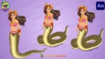 Mythological Nag Kanya (Nag-Nagin) Character - 2D Rigged for Adobe Animate
