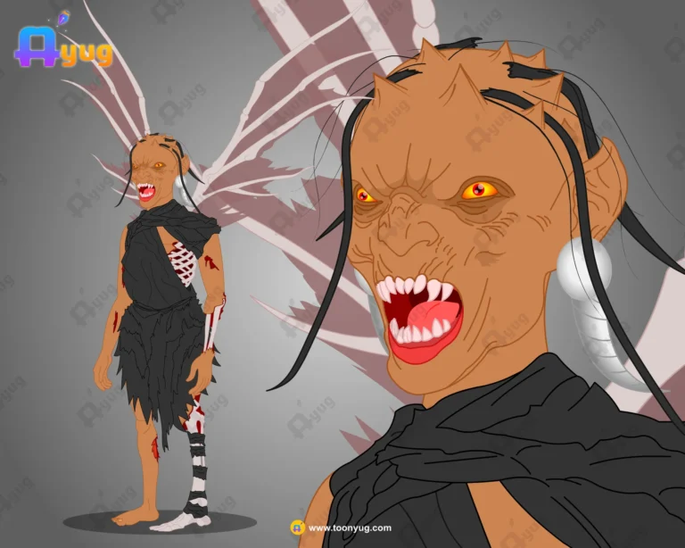 Narkeshi (Hell Demoness) – Winged Skeleton Monster with Exposed Bones