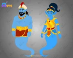 Male & Female Jinn (Genie) – Blue Magical Characters with Floating Tails
