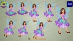 Beautiful 2D Fairy Character Sheet - Magical Pari for Adobe Animate