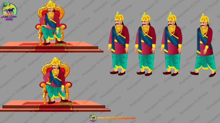 2D Raja Character Pack: Singhasan aur Walking Poses ke saath | Animation Ki Duniya