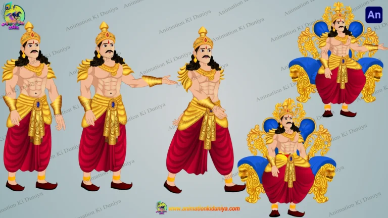2D Powerful Raja Character: Six-Pack Body aur Shandaar Singhasan ke saath | Toonyug