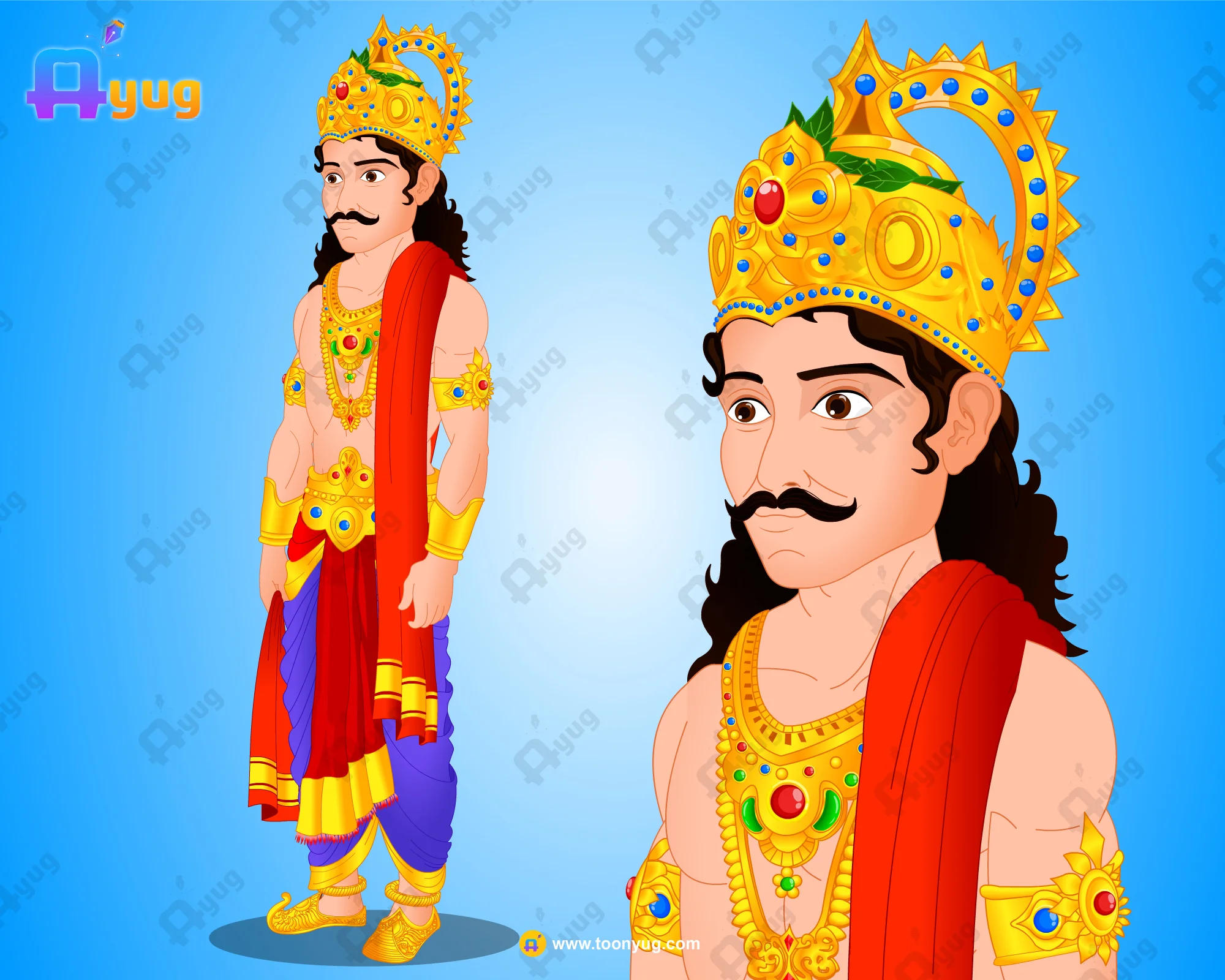 Raja-Character-Thumbnail Warrior King (Raja) – Armored Prince Character with Golden Kavach - Image 1