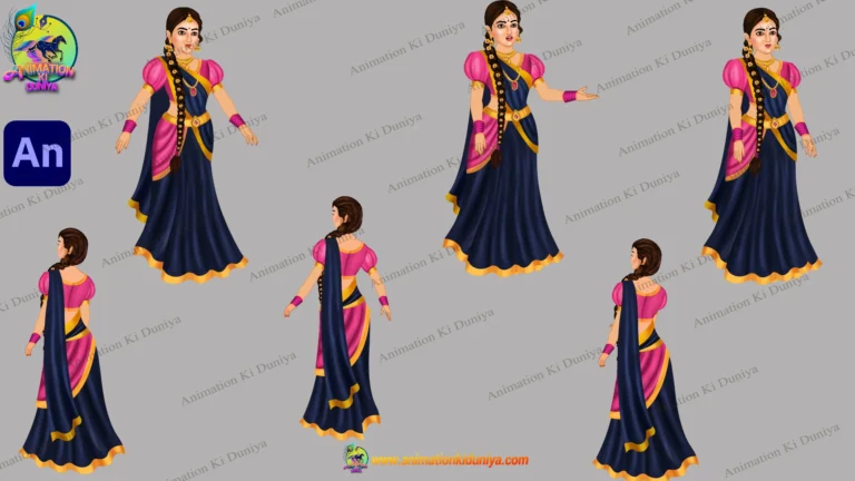 Indian Princess ( Rajkumari ) Animated Character Rig - 2D Vector for Adobe Animate