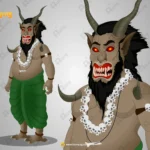 Raksash (Horned Demon) – Fat Monster Character with Skull Necklace