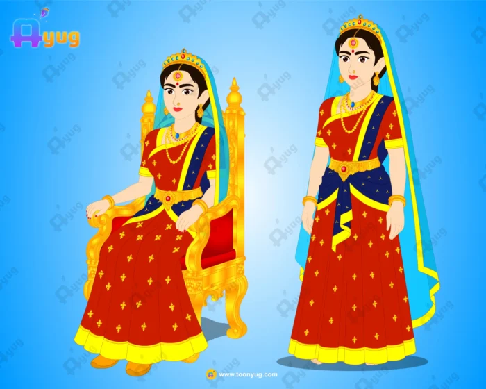 Royal Rani (Queen) – Indian Mythology Maharani Character in Red Saree ...
