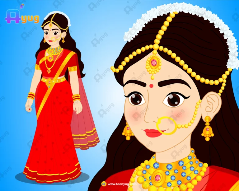 Beautiful Royal Rani (Queen) – Indian Bride Character in Red Saree