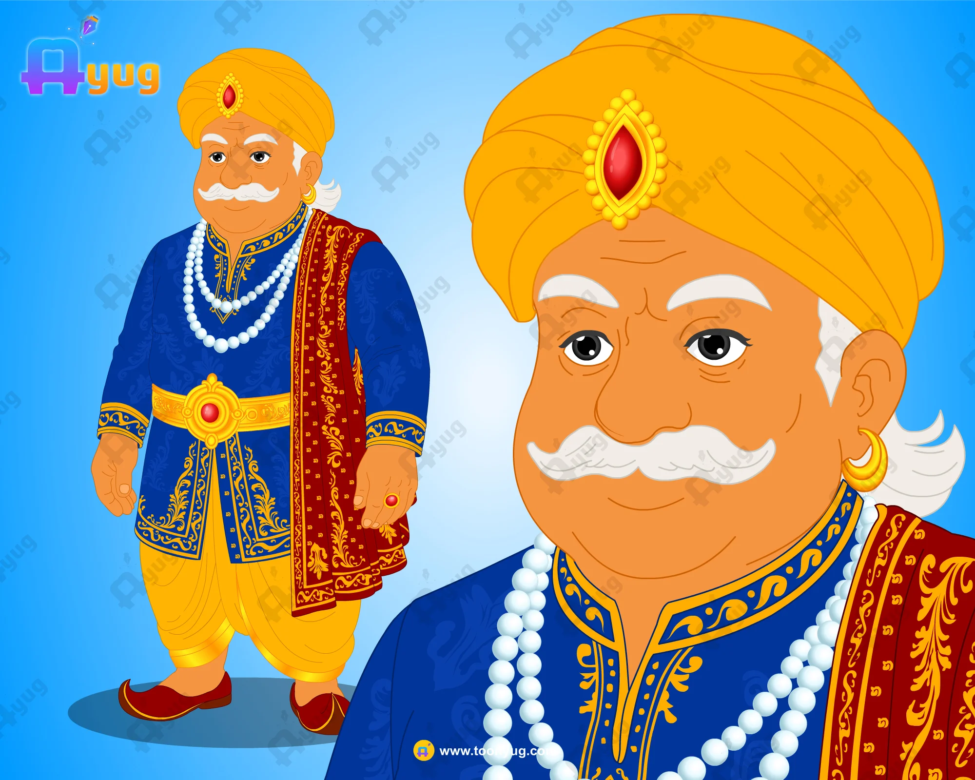 Salahkar-Character-Thumbnail Royal Salahkar (Advisor) – Wise Minister / Raj Purohit Character - Image 1
