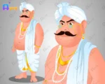 Seth / Munim Ji (Moneylender) – Fat Merchant with Glasses & White Dhoti