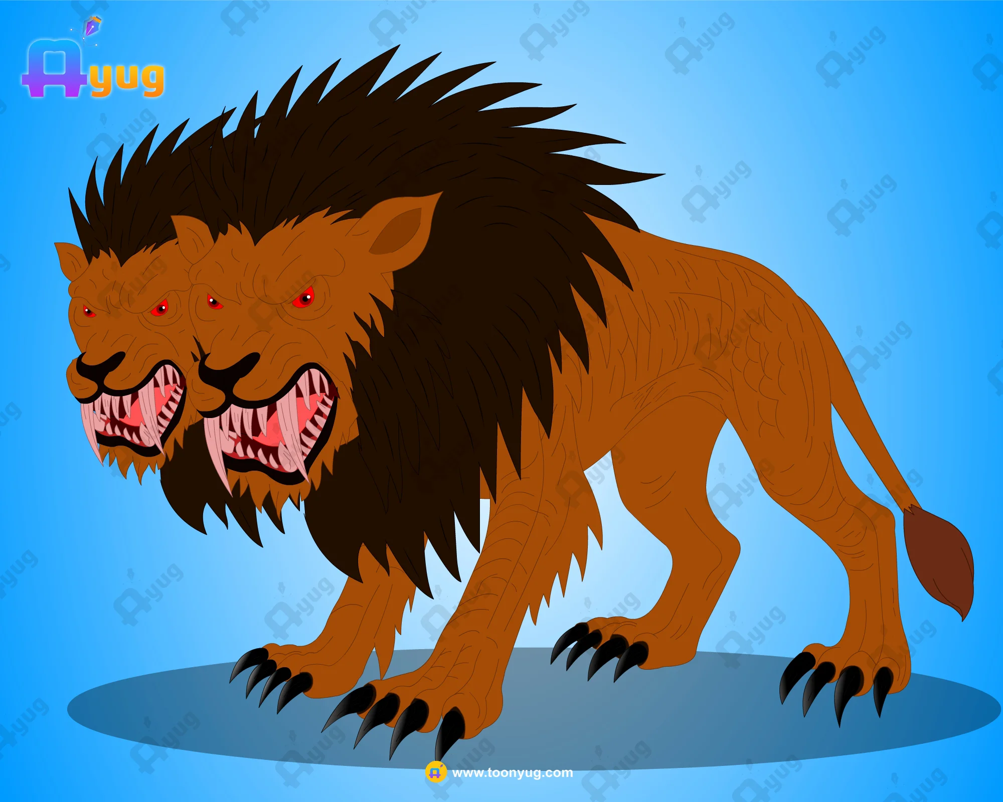Singhasur Rigged Character Thumbnail Singhasur (Two-Headed Lion Demon) – Mythological Monster Beast Character - Image 1